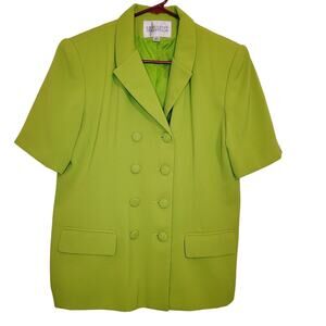 Vintage Executive Collection green short sleeve double breasted blazer jacket